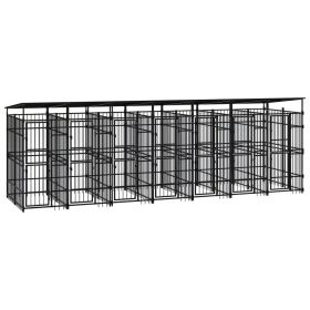 Outdoor Dog Kennel with Roof Steel 138.9 ft��