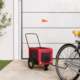Pet Bike Trailer Red and Black Oxford Fabric and Iron (Color: Red)