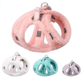Soft and Warm Dog Harness and Leash Set - Winter Plush Dog Vest Harness with Reflective Bands (colour: Suit, Specifications (length * width): L)